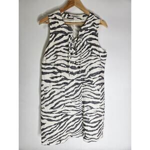 TOMMY BAHAMA Linen ZEBRA PRINT SLEVELESS DRESS SIZE S/P